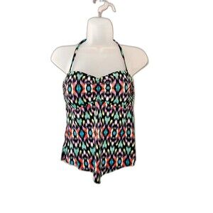 Apt. 9 Women’s Multicolor Aztec Tankini Top Size S Removable Halter